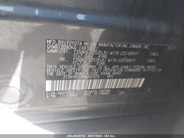 Photo 8 VIN: 2T3H1RFVXMW182976 - TOYOTA RAV4 