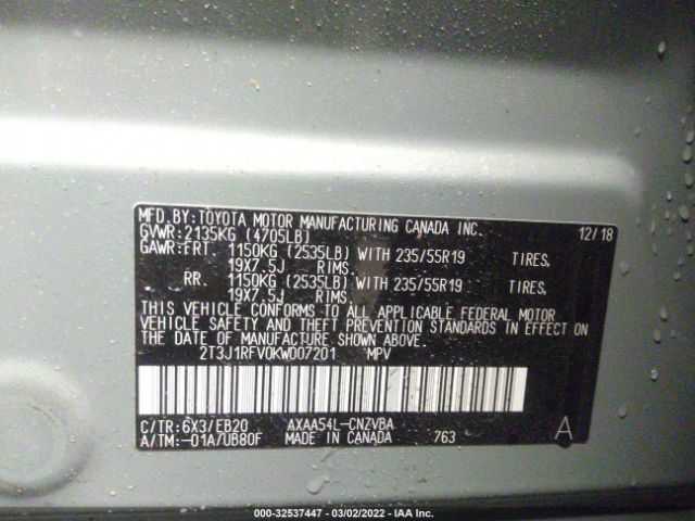 Photo 8 VIN: 2T3J1RFV0KW007201 - TOYOTA RAV4 