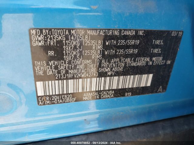 Photo 8 VIN: 2T3J1RFV2KW042743 - TOYOTA RAV4 