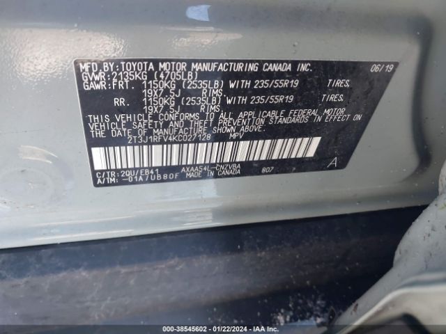 Photo 8 VIN: 2T3J1RFV4KC027128 - TOYOTA RAV4 