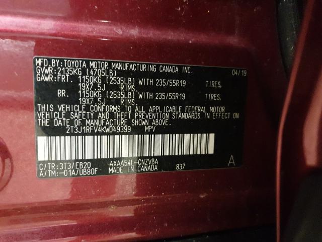 Photo 9 VIN: 2T3J1RFV4KW049399 - TOYOTA RAV4 ADVEN 