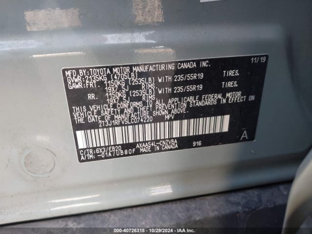 Photo 8 VIN: 2T3J1RFV5LC074220 - TOYOTA RAV4 