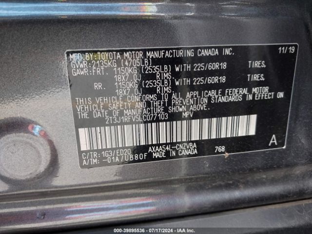 Photo 8 VIN: 2T3J1RFV5LC077103 - TOYOTA RAV4 