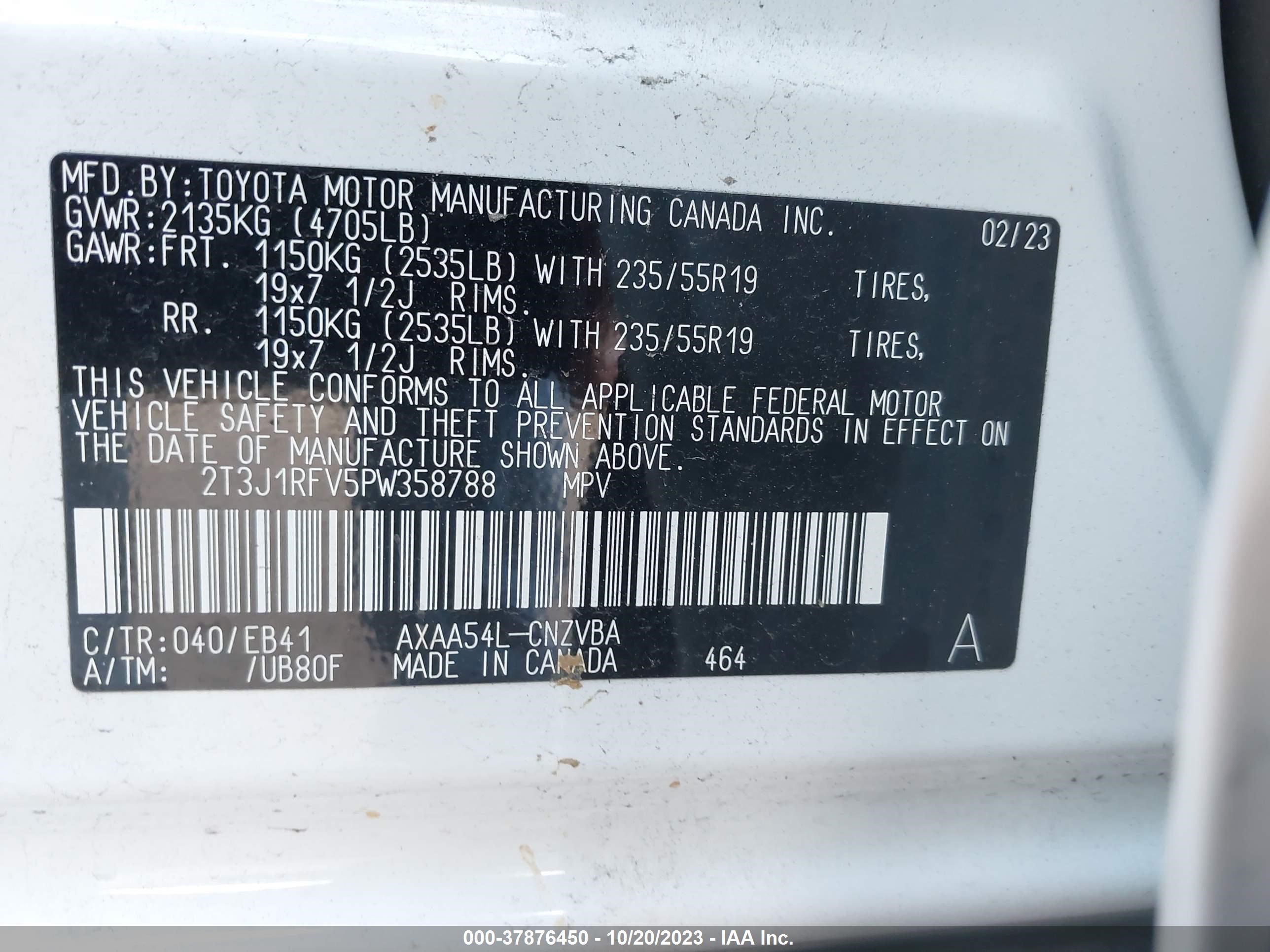 Photo 8 VIN: 2T3J1RFV5PW358788 - TOYOTA RAV 4 