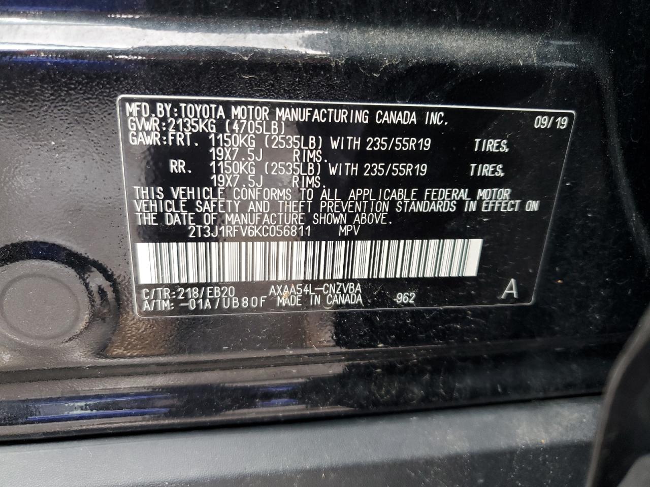 Photo 12 VIN: 2T3J1RFV6KC056811 - TOYOTA RAV 4 