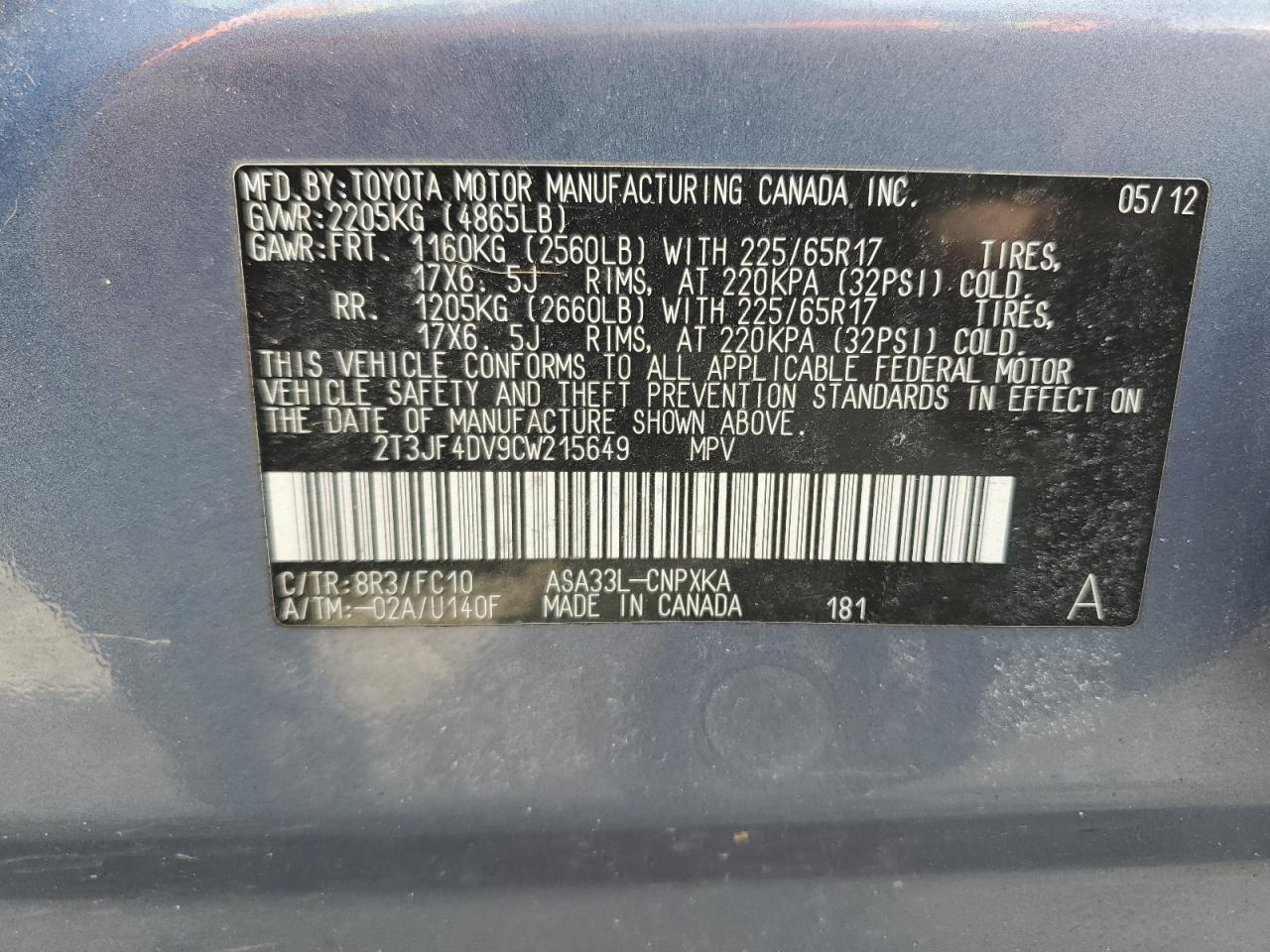 Photo 12 VIN: 2T3JF4DV9CW215649 - TOYOTA RAV 4 