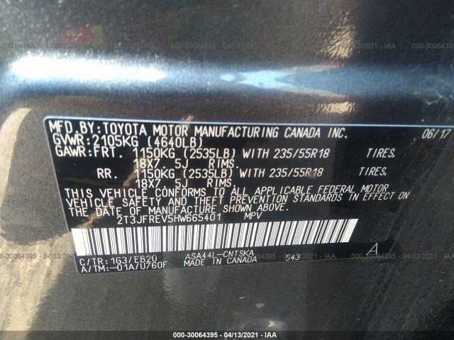 Photo 8 VIN: 2T3JFREV5HW665401 - TOYOTA RAV4 