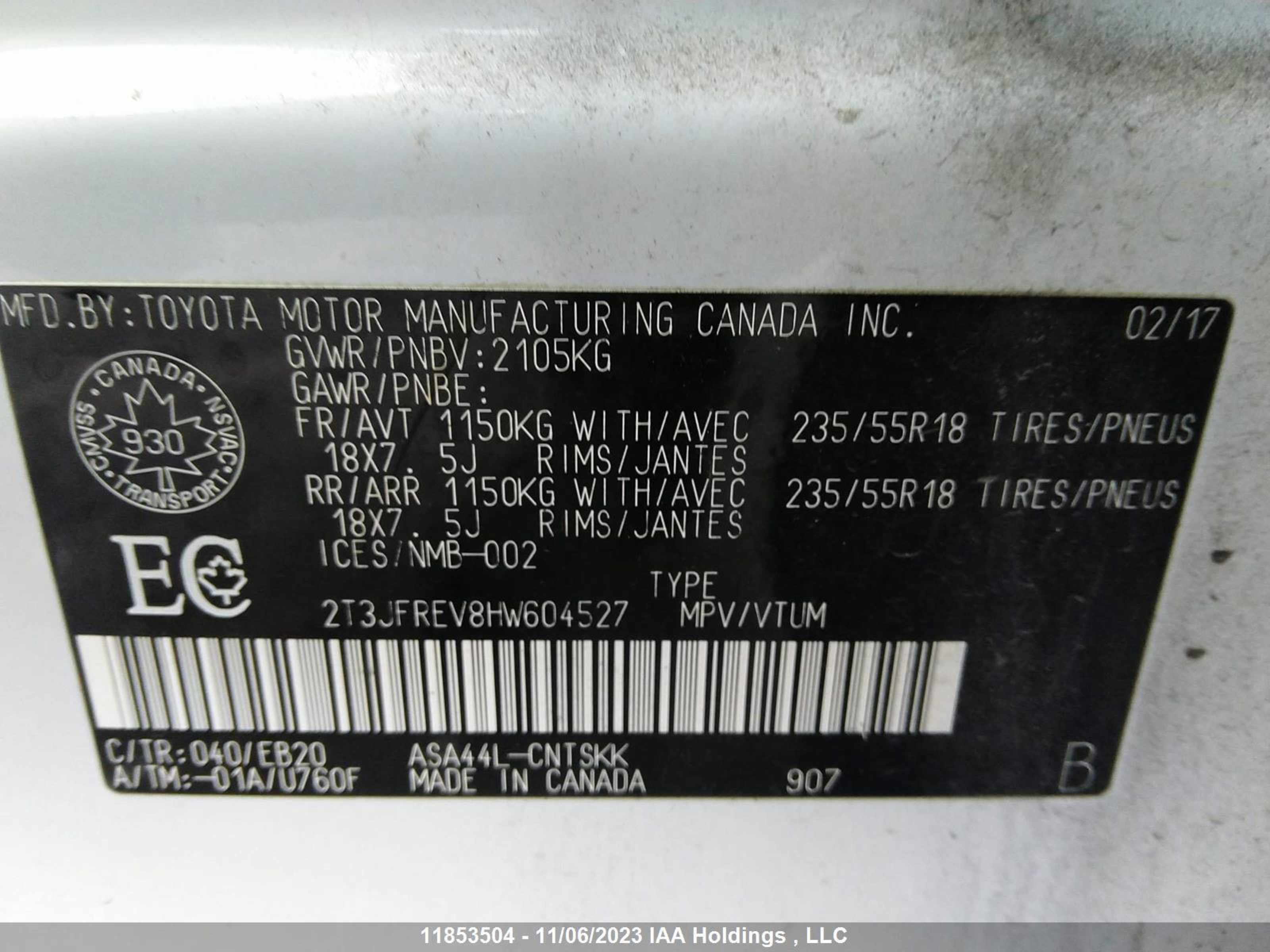 Photo 8 VIN: 2T3JFREV8HW604527 - TOYOTA RAV 4 