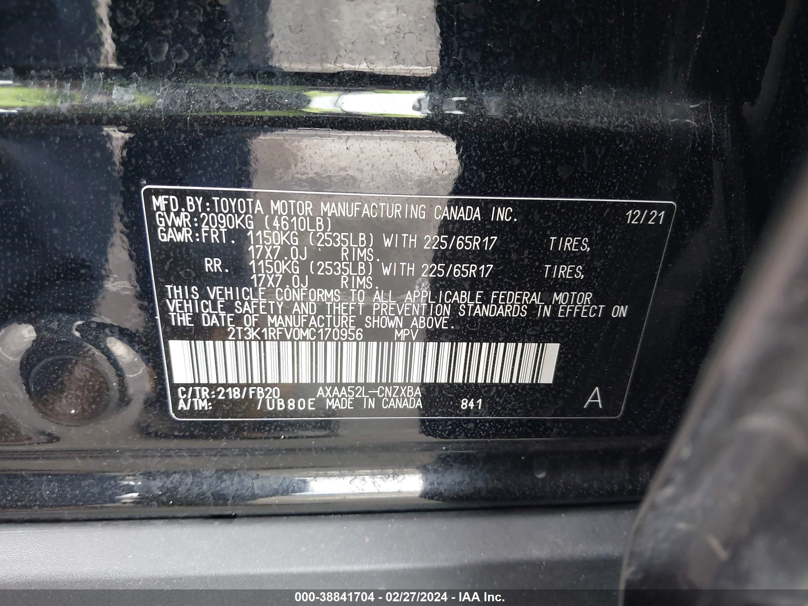 Photo 8 VIN: 2T3K1RFV0MC170956 - TOYOTA RAV4 