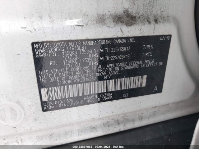 Photo 8 VIN: 2T3K1RFV2KC018982 - TOYOTA RAV4 