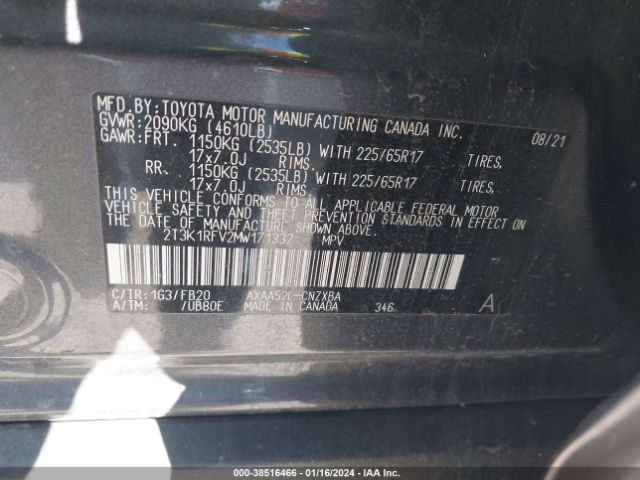 Photo 8 VIN: 2T3K1RFV2MW171332 - TOYOTA RAV4 