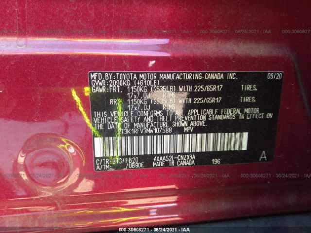 Photo 8 VIN: 2T3K1RFV3MW107588 - TOYOTA RAV4 