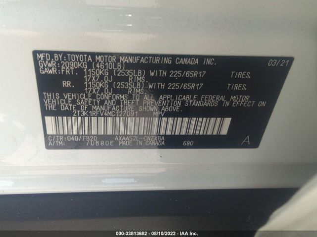 Photo 8 VIN: 2T3K1RFV4MC127091 - TOYOTA RAV4 