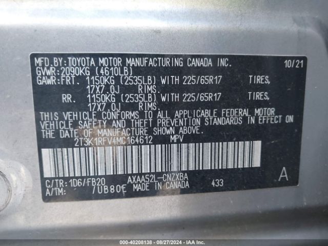 Photo 8 VIN: 2T3K1RFV4MC164612 - TOYOTA RAV4 