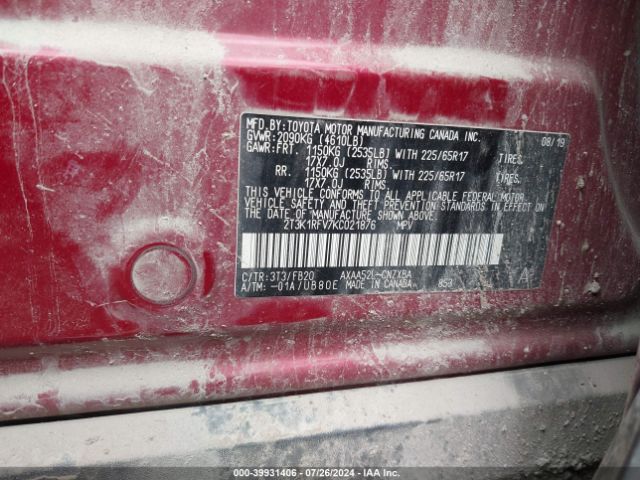 Photo 8 VIN: 2T3K1RFV7KC021876 - TOYOTA RAV4 