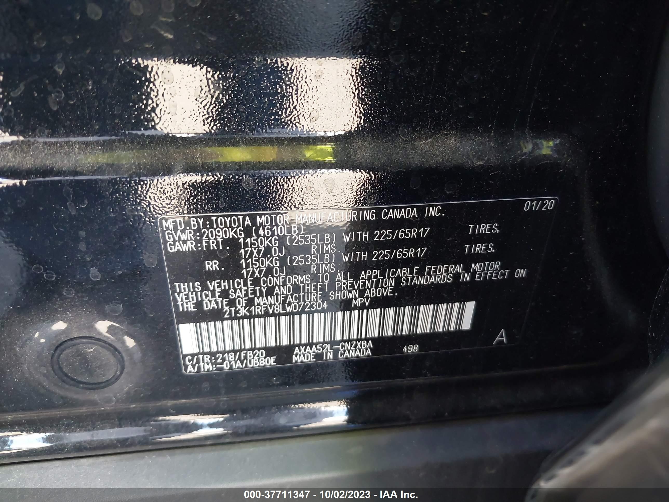 Photo 8 VIN: 2T3K1RFV8LW072304 - TOYOTA RAV4 