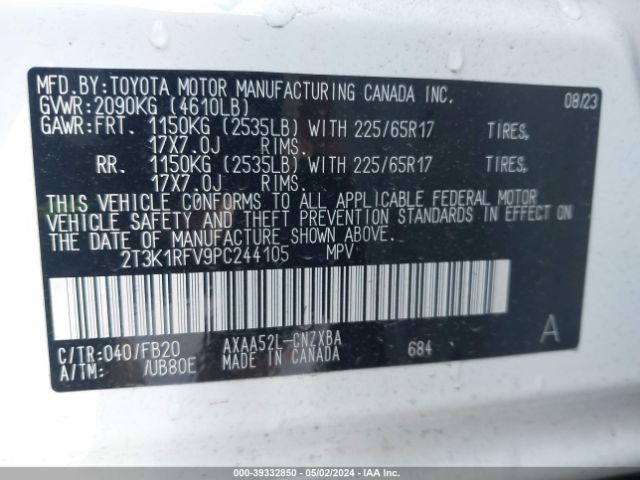 Photo 8 VIN: 2T3K1RFV9PC244105 - TOYOTA RAV4 