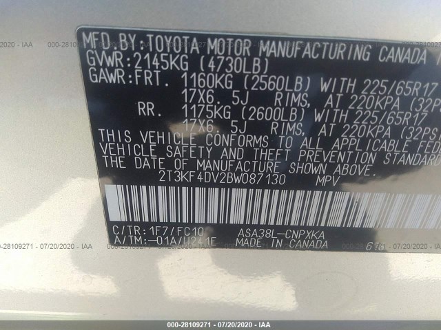 Photo 8 VIN: 2T3KF4DV2BW087130 - TOYOTA RAV4 