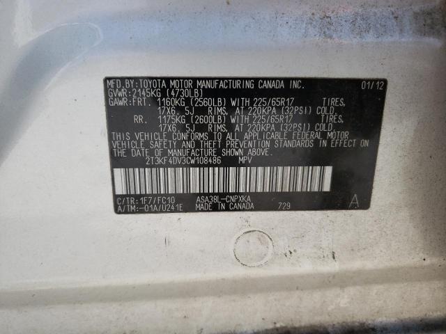 Photo 12 VIN: 2T3KF4DV3CW108486 - TOYOTA RAV4 