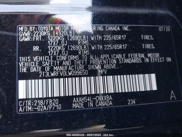 Photo 8 VIN: 2T3LWRFV0LW099650 - TOYOTA RAV4 