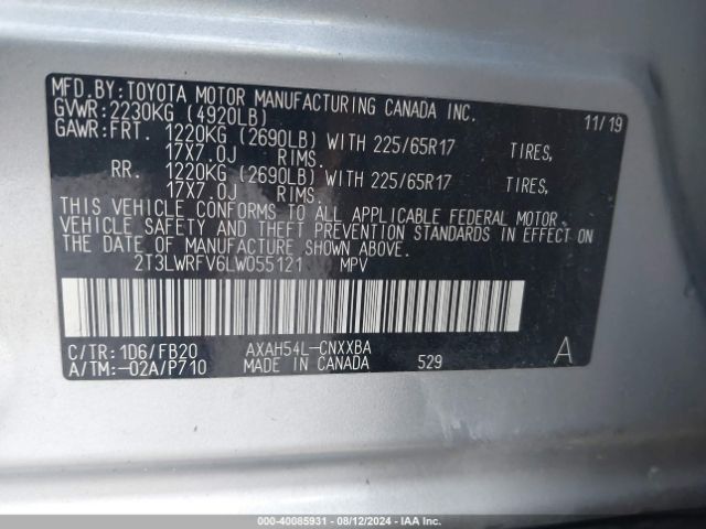 Photo 8 VIN: 2T3LWRFV6LW055121 - TOYOTA RAV4 