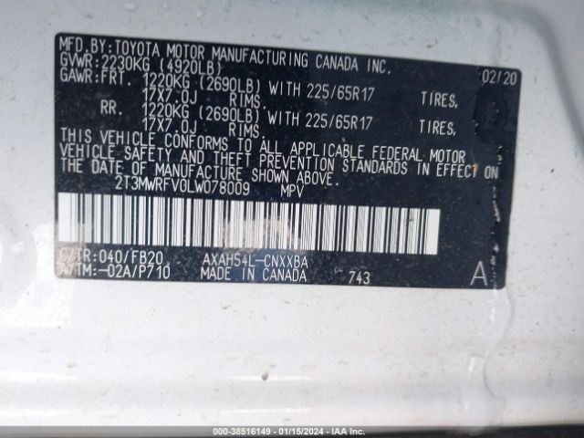 Photo 8 VIN: 2T3MWRFV0LW078009 - TOYOTA RAV4 