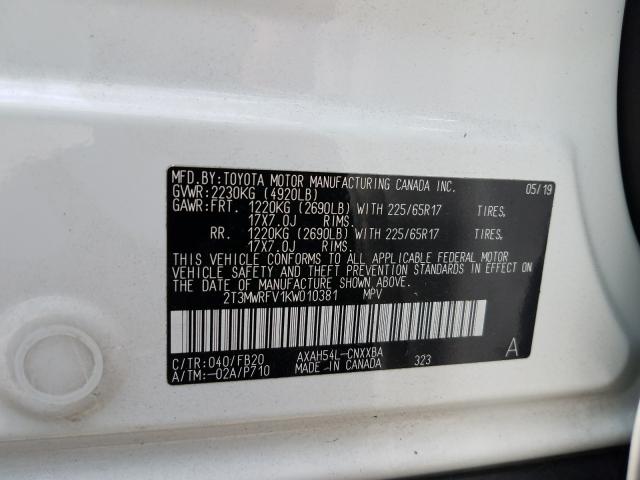 Photo 9 VIN: 2T3MWRFV1KW010381 - TOYOTA RAV4 LE 