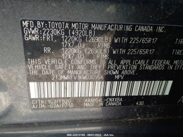 Photo 8 VIN: 2T3MWRFV1KW030954 - TOYOTA RAV4 