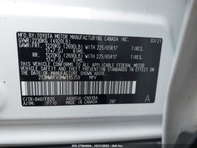 Photo 8 VIN: 2T3MWRFV3MW115359 - TOYOTA RAV4 