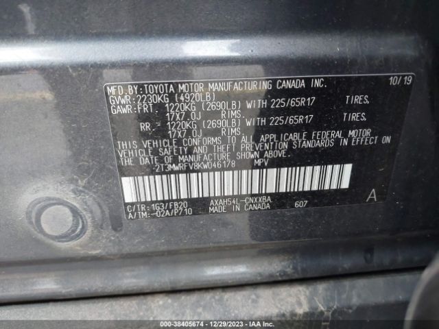 Photo 8 VIN: 2T3MWRFV8KW046178 - TOYOTA RAV4 HYBRID 