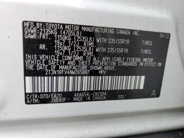 Photo 12 VIN: 2T3N1RFV4NW265887 - TOYOTA RAV4 