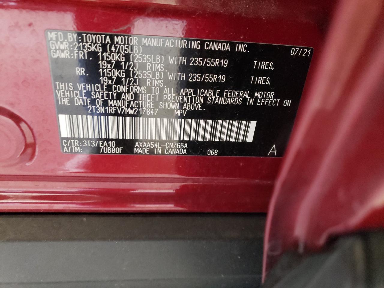 Photo 11 VIN: 2T3N1RFV7MW217847 - TOYOTA RAV 4 