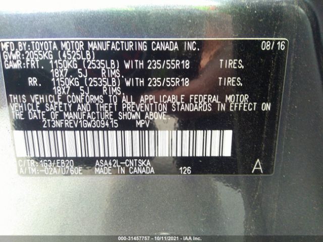 Photo 8 VIN: 2T3NFREV1GW309415 - TOYOTA RAV4 