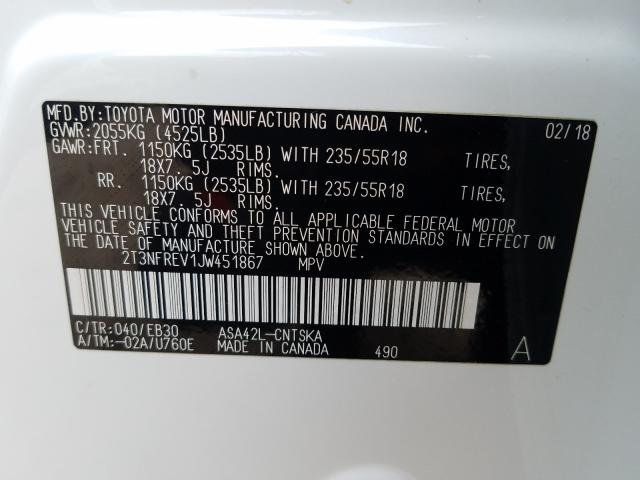 Photo 9 VIN: 2T3NFREV1JW451867 - TOYOTA RAV4 