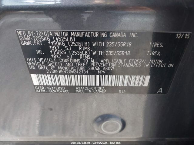 Photo 8 VIN: 2T3NFREV2GW242131 - TOYOTA RAV4 