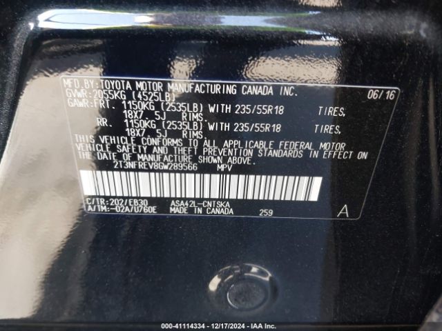 Photo 8 VIN: 2T3NFREV8GW289566 - TOYOTA RAV4 