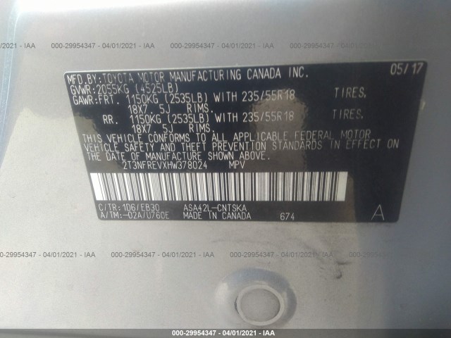 Photo 8 VIN: 2T3NFREVXHW378024 - TOYOTA RAV4 