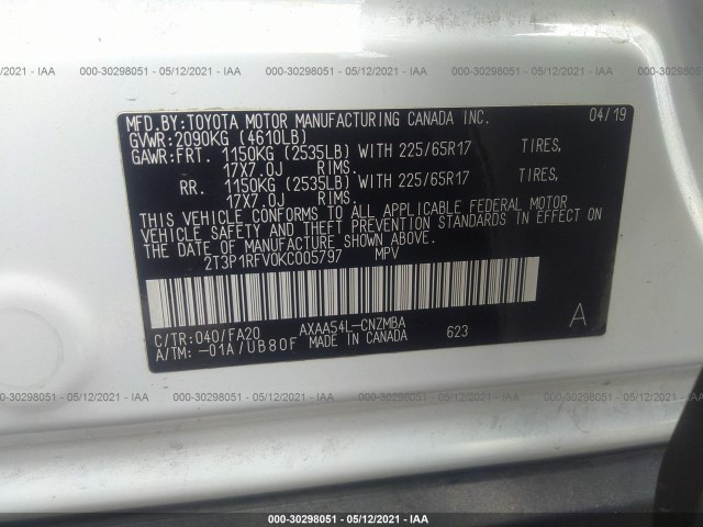 Photo 8 VIN: 2T3P1RFV0KC005797 - TOYOTA RAV4 