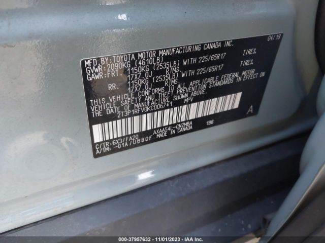 Photo 8 VIN: 2T3P1RFV0KC006741 - TOYOTA RAV4 