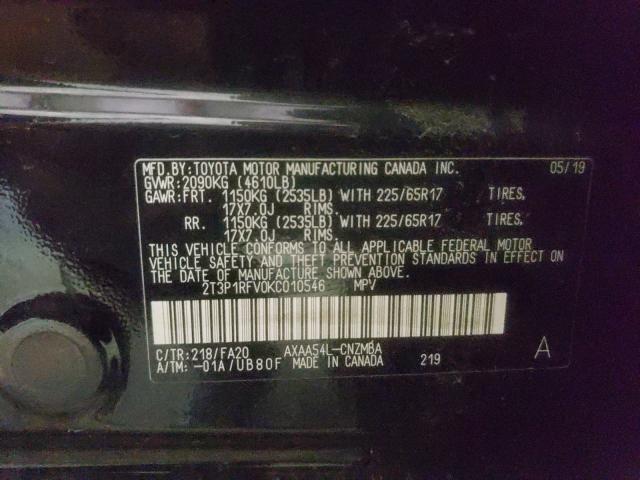 Photo 9 VIN: 2T3P1RFV0KC010546 - TOYOTA RAV4 XLE 