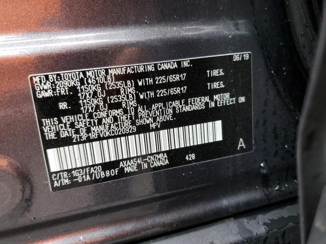 Photo 9 VIN: 2T3P1RFV0KC020929 - TOYOTA RAV4 XLE 