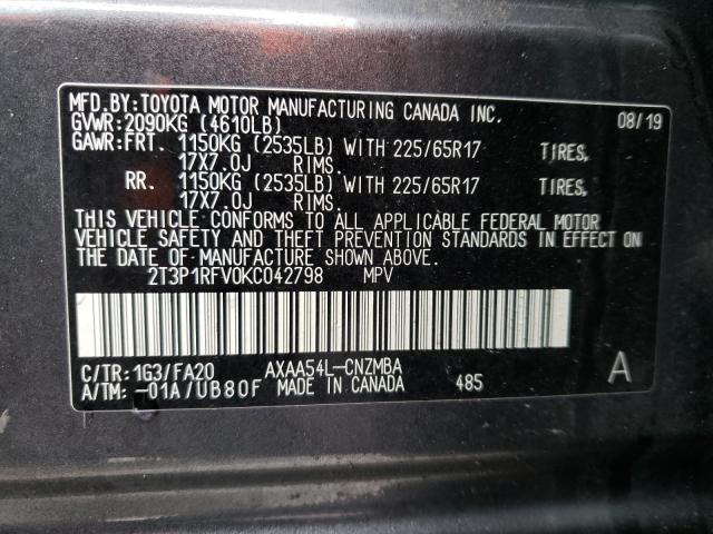 Photo 9 VIN: 2T3P1RFV0KC042798 - TOYOTA RAV4 XLE 