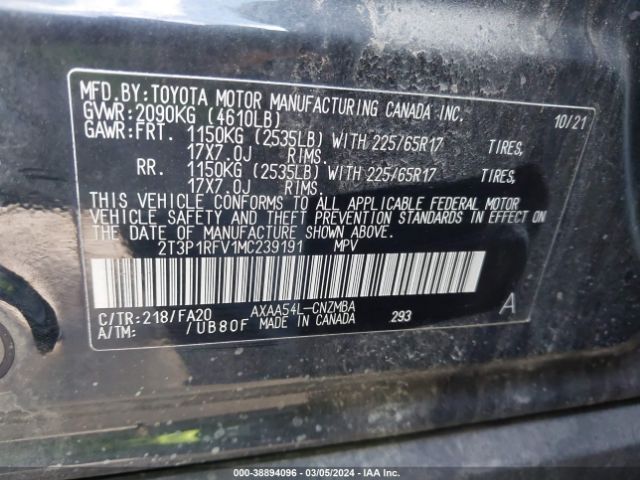 Photo 8 VIN: 2T3P1RFV1MC239191 - TOYOTA RAV4 