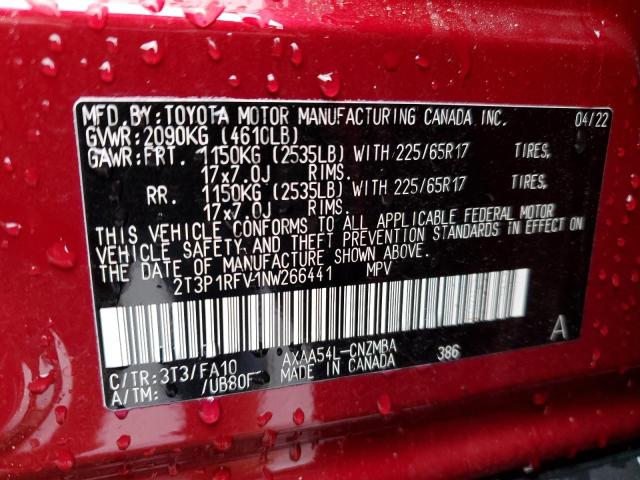 Photo 12 VIN: 2T3P1RFV1NW266441 - TOYOTA RAV4 XLE 