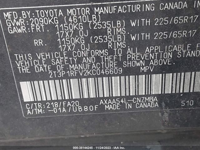 Photo 8 VIN: 2T3P1RFV2KC046609 - TOYOTA RAV4 