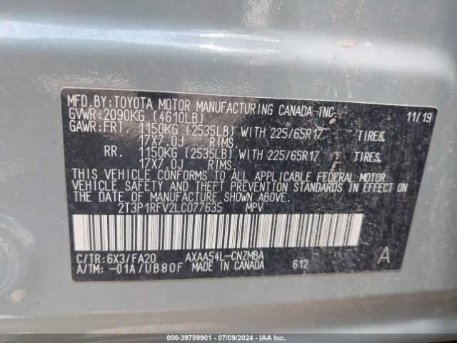 Photo 8 VIN: 2T3P1RFV2LC077635 - TOYOTA RAV4 