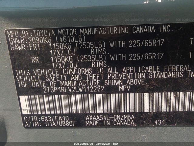 Photo 8 VIN: 2T3P1RFV2LW112222 - TOYOTA RAV4 