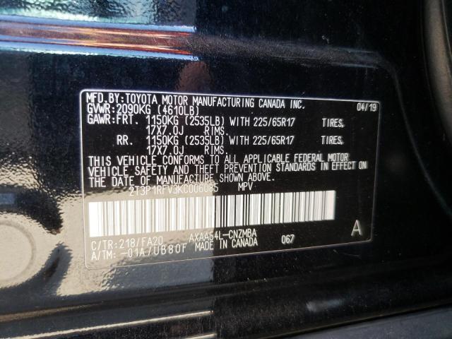 Photo 9 VIN: 2T3P1RFV3KC006085 - TOYOTA RAV4 XLE 