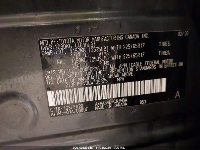 Photo 8 VIN: 2T3P1RFV3LW105375 - TOYOTA RAV4 