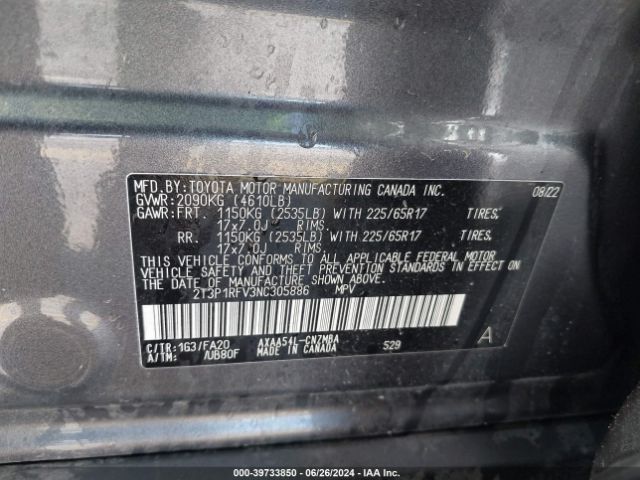 Photo 8 VIN: 2T3P1RFV3NC305886 - TOYOTA RAV4 XLE 